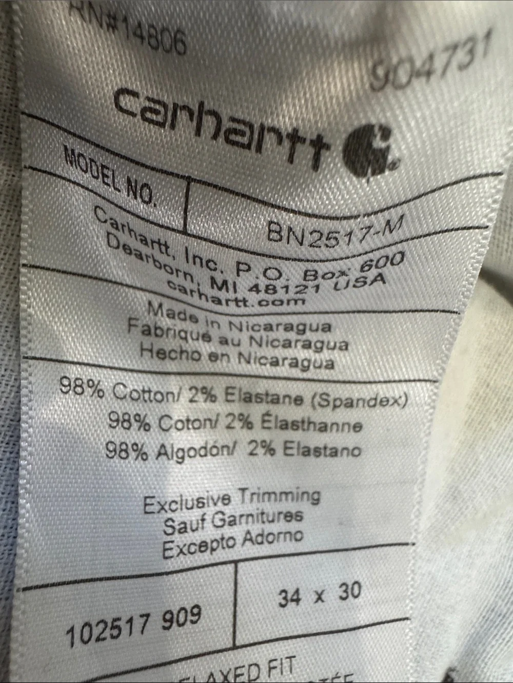 Carhartt Men's Relaxed Fit Brown Work Pants